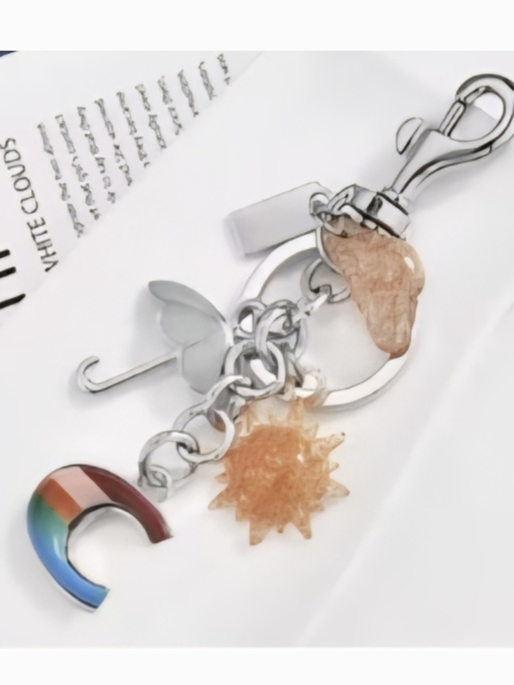 "C", Umbrella, Cloud & Sun Bag Charm/ Keychain NEW